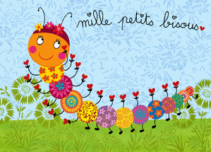 Carte petites attentions Le mille pattes aux bisous